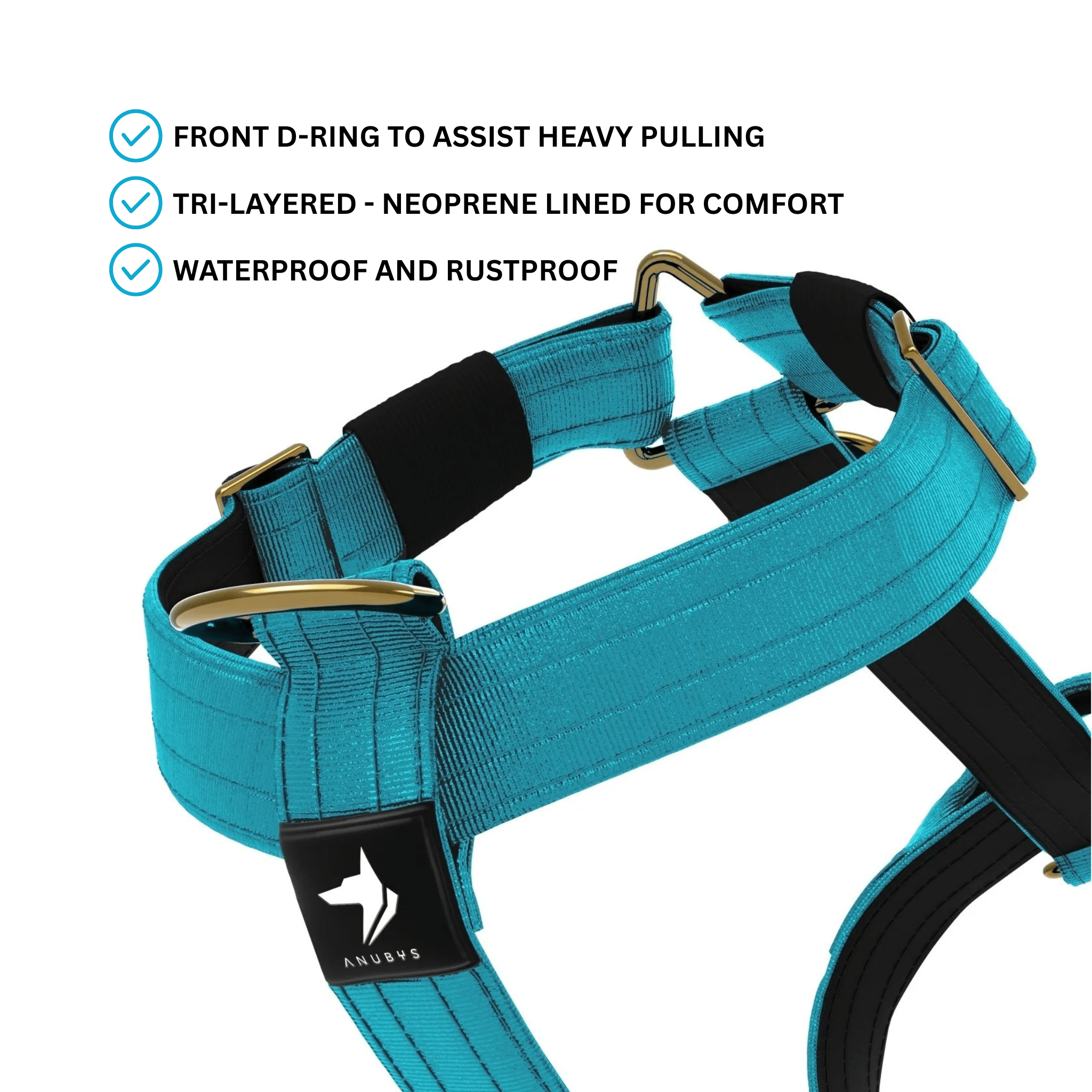 Tactical Harness | Anti - Pull Design | Azure Blue - Anubys - Small - 