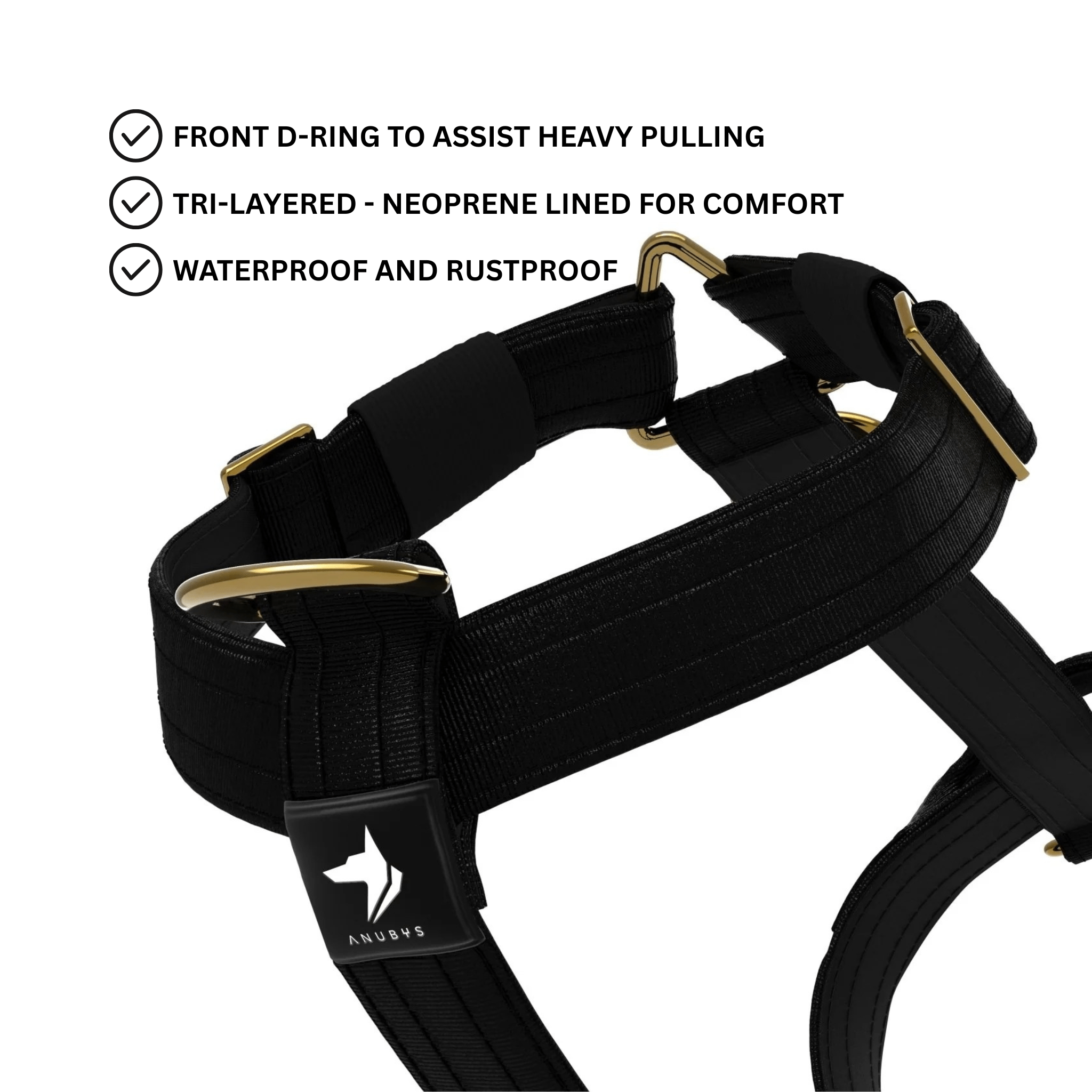 Tactical Harness | Anti - Pull Design | Black - Anubys - Small - 