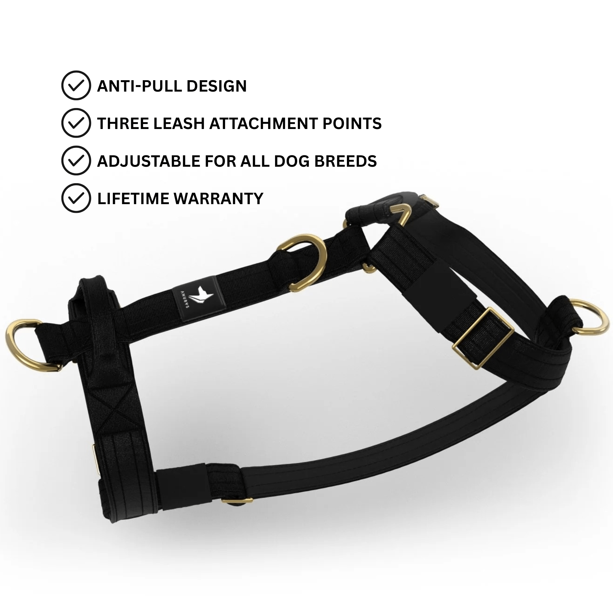 Tactical Harness | Anti - Pull Design | Black - Anubys - Small - 