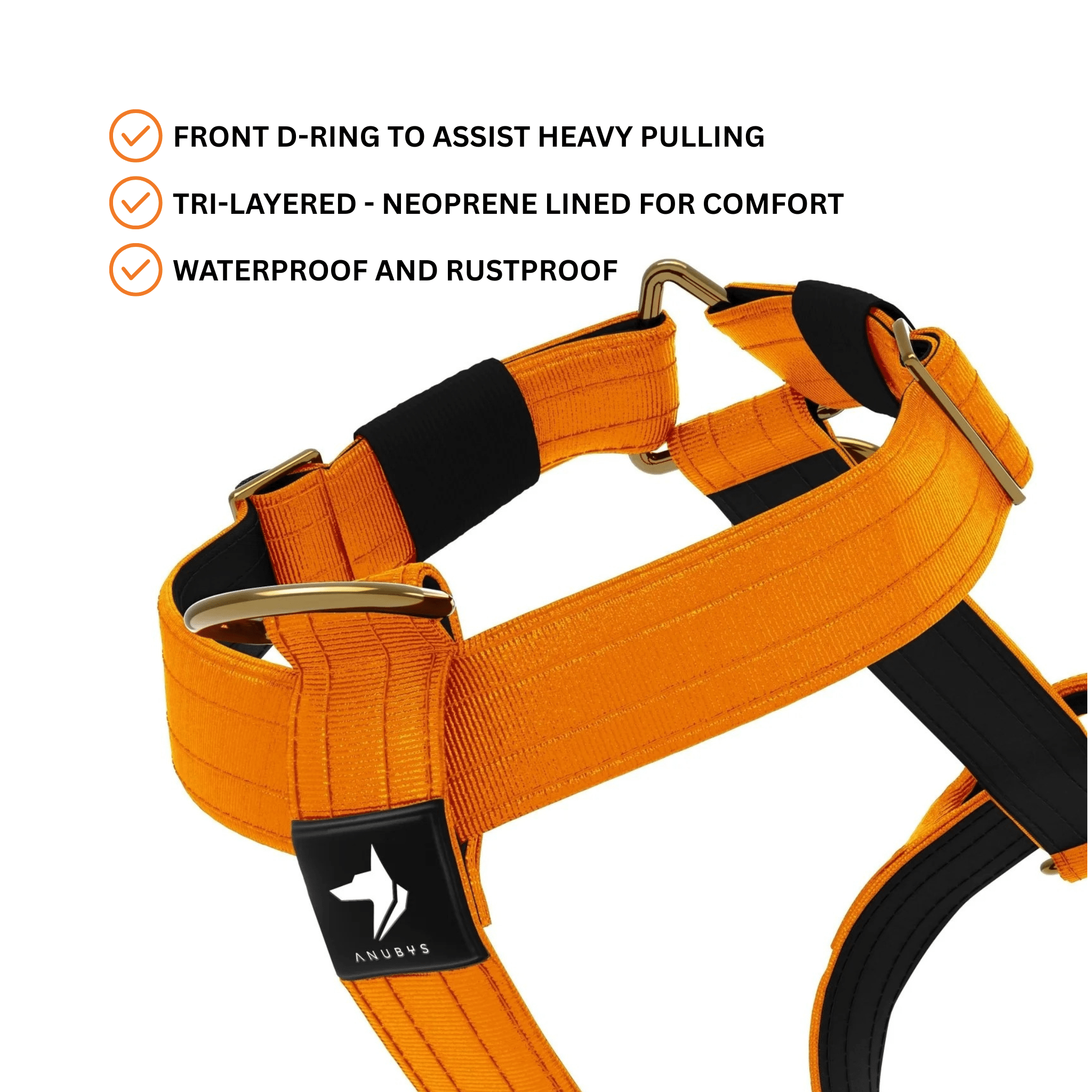 Tactical Harness | Anti - Pull Design | Neon Orange - Anubys - Small - 